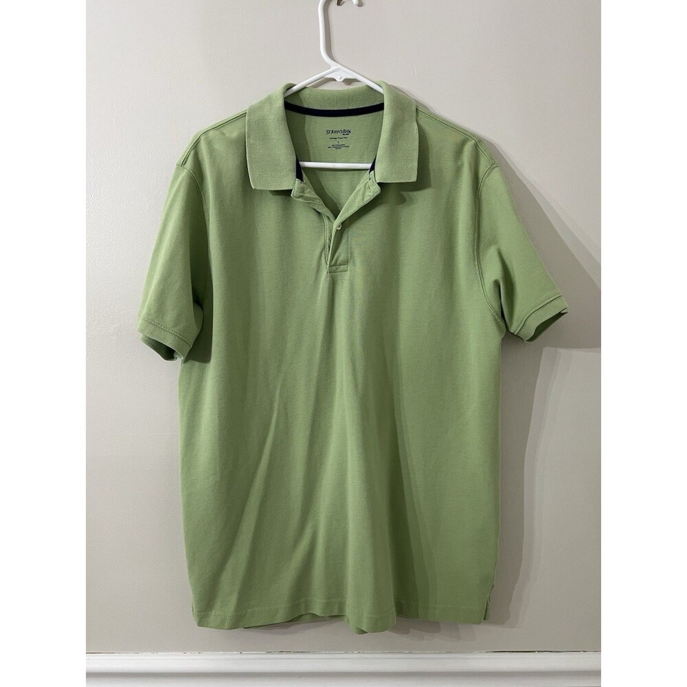St. John’s Bay Men’s Large Heritage Pique Polo Shirt Sage Green 100% Cotton